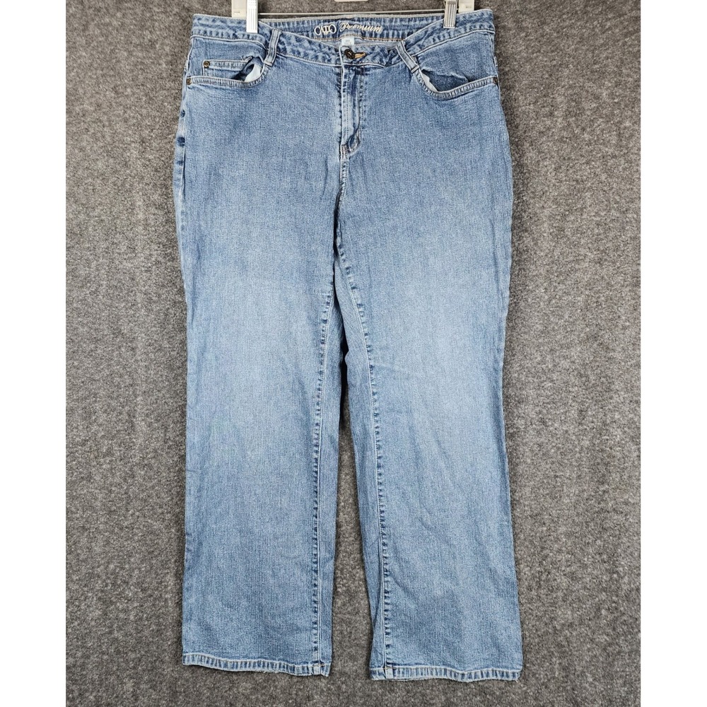 Cato Premium Jeans Women 18WP Blue Straight Leg Medium Wash Embroidered Pocket